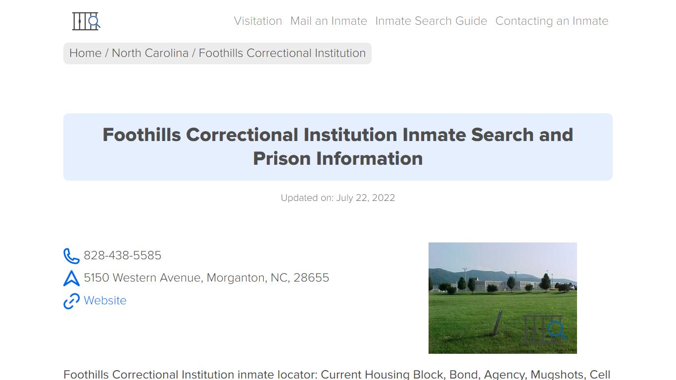 Foothills Correctional Institution Inmate Search ...