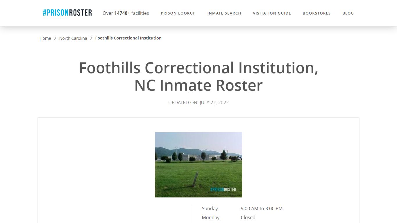 Foothills Correctional Institution, NC Inmate Roster